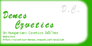 denes czvetics business card